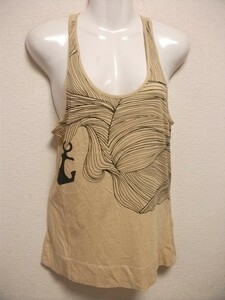 assk3-1208*G-STAR tank top tops illustration entering ound-necked sleeveless beige S size 