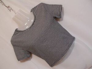 ssyy320 ZARA COLLECTION 半袖 Tシャツ カットソー ブラック×ホワイト ■ ボーダー ■ ショート丈 可愛い カジュアルストレッチ素材