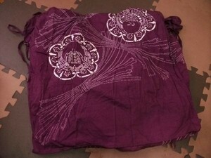 assk7-109☆YORAN　風呂敷のような和バッグ　小物　包み　ファスナー付　紫　綿100％