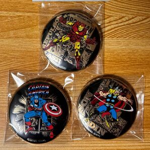 金バッチ　marvel缶バッチ　(ホビーゾーン先行販売) アイアンマン　キャプテンアメリカ　マイティソー　