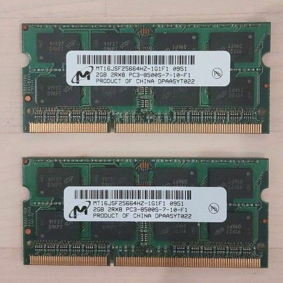 LAPTOP RAM メモリ 2x 2GB PC3-8500S 204ピン メモリ LAPTOP