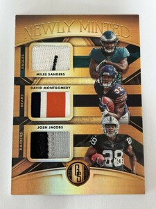 2019 PANINI GOLD STANDARD FOOTBALL M.Sanders/D.Montgomery/J.Jacobs Triple Patch Relic