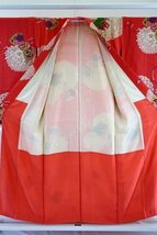 【着物フィ】アンティーク 小紋 身丈140.5cm ピンク ビビット 大正ロマン レトロ　正絹　仕立て上がり　kimono 袷 15753_画像8