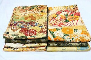 【着物フィ】アンティーク 丸帯 7本セット まとめて　鶴　松　刺繍　正絹　大正ロマン　レトロ　お洒落 豪華　15746