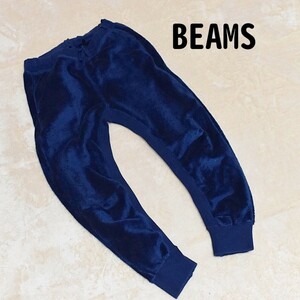 BEAMS ビームス F フリースパンツ ジョガーパンツ クロップド丈 スウェット 裏起毛 ボトムス 春秋冬 青紺 ネイビー ブルー 無地 ウエスト紐