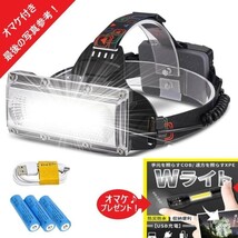 注目 【オマケ付き】USB充電式 巨大COB搭載LED ヘッドライト 大容量バッテリー付き 防水 懐中電灯プレゼント♪_画像1