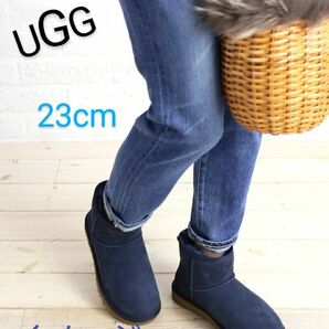 UGG アグクラッシックミニ ムートンブーツ 箱付き CLASSIC MINI NAVY 23cm ショートブーツ