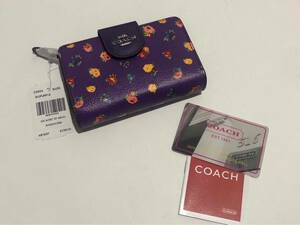 ［1円スタート］COACH コーチ　折財布　二つ折り　パープル　新品未使用　c9934