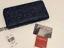 ［1円スタート］COACH コーチ　長財布　シグネイチャー　ブルー　F74918_画像1