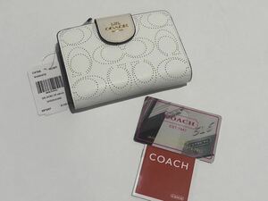 ［1円スタート］COACH コーチ　折財布　二つ折り　チョーク　グレイシャーホワイト　新品未使用　c4768