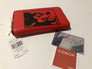 ［1円スタート］COACH コーチ　財布　新品未使用　C6909　エレクトリックレッド　ディズニーコラボ