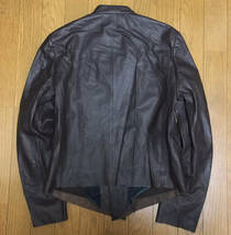 未使用 定価10万 Paul Smith ポールスミス 2012AW シャークトゥース 鮫歯総柄 極上 羊革 ラムレザー ライダース ジャケット M 茶 ブラウン_画像3