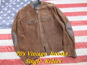 70's Vintage Brooks Suede Single Riders size:44/ビンテージ/ブルックス/スエード/シングルライダース/ＢＵＣＯ/ラングリッツ/ショット
