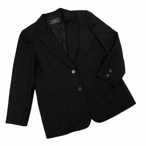 NB208 大きいサイズ Leilian レリアン テーラード ジャケット アウター 上着 羽織り 長袖 ウール 100% ブラック 黒 レディース 13 日本製