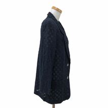 B376 Leilian レリアン ジャケット アウター 上着 羽織り 長袖 透け感 デザイン ネイビー 紺 レディース 9 日本製_画像4