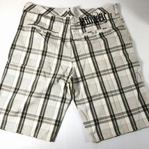 Hurley ハーレー ショートパンツ メンズ M M-L 短パンツ32サイズ 生成りx茶 チェック柄 中古 送料185円_画像5