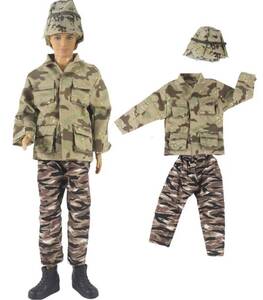  doll clothes * military 3 point set * hat * jacket * pants *1/6 scale 