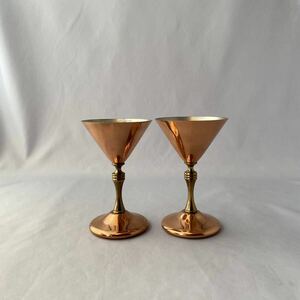 THE COPPER 銅カクテルグラス2客セット 貝印 ワイングラス 酒器 酒杯 銅　当時物　インテリア　アンティーク コレクション