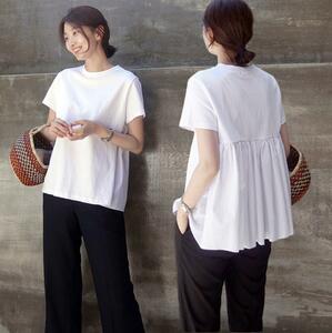  summer new work / casual blouse lady's shirt blouse office short sleeves plain adult easy comfort chin tops / white 