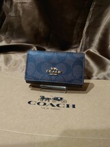 【1スタ】C-286 新品未使用 COACH ファイブ リング キー ケース シグネチャー キャンバス_画像1