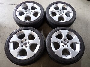 YS7089【送料無料225/45R17】VW フォルクスワーゲン 純正 ゴルフ5 ゴルフ6 中古夏タイヤセット ●17×7.5J 112/5H ET51●