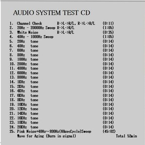 オーディオ装置テスト音源、エージング用音源 CD  (管理番号Sun 01）の画像2