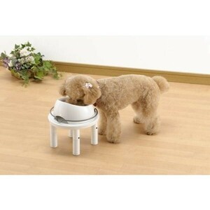 犬猫用食器台 ペット用 木製テーブル シングル ホワイト