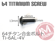 64チタン製スクリーンボルト M5×16mm P0.8 5本セット ゆうパケット対応 黒 ブラック Ti-6Al-4V_画像4