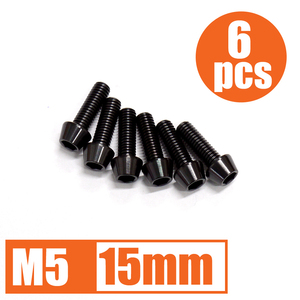 64 titanium alloy bolt M5×15mm P0.8 6 pcs set taper cap .. packet correspondence black black Ti-6Al-4V