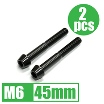 64チタン合金ボルト M6×45mm P1.0 2本セット テーパーキャップ ゆうパケット対応 ブラック 黒 Ti-6Al-4V_画像1