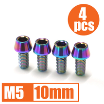 64チタン合金ボルト M5×10mm P0.8 4本セット テーパーキャップ ゆうパケット対応 焼き色有り Ti-6Al-4V_画像1