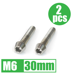 64チタン合金ボルト M6×30mm P1.0 2本セット テーパーキャップ ゆうパケット対応 焼き色なし Ti-6Al-4V