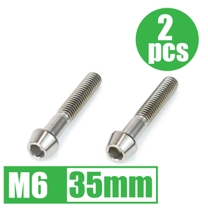 64チタン合金ボルト M6×35mm P1.0 2本セット テーパーキャップ ゆうパケット対応 焼き色なし Ti-6Al-4V