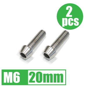 64チタン合金ボルト M6×20mm P1.0 2本セット テーパーキャップ ゆうパケット対応 焼き色なし Ti-6Al-4V