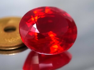 36.05ct 新品・特大サイズ・ピジョンブラッドカラー合成ルビー ブラックライト発色効果あり