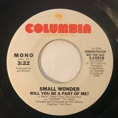 Small Wonder / Will You Be A Part Of Me? 7インチ プロモ盤 STEREO/MONO COLUMBIA US盤 1977 Funk / Soul, Pop