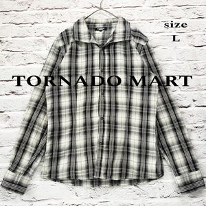 【ダメージ加工】TORNADO MART オープンカラー チェック シャツ