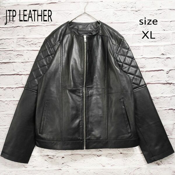 【シープスキン】JTP LEATHER ノーカラー ジャケット 大きいサイズ