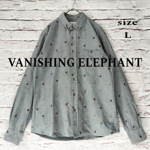 【ドット柄】VANISHING ELEPHANT 花柄刺繍シャツ BD