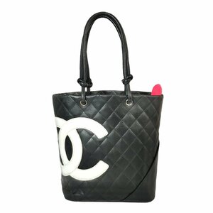 【1円～】シャネル CHANEL バッグ ハンドバッグ カンボンライン ココマーク ラムスキン レザー ミディアム ブラック 中古