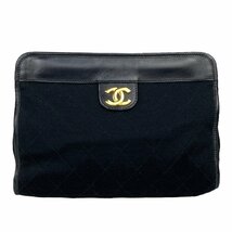 【1円～】シャネル CHANEL バッグ クラッチバッグ セカンドバッグ マトラッセ ヴィンテージ レザー コットン ブラック ココマーク 中古_画像1