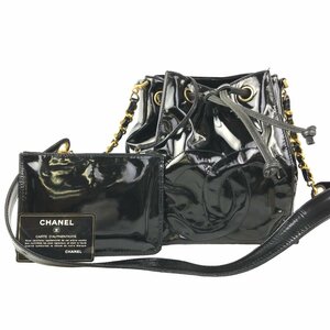 【1円～】シャネル CHANEL バッグ ハンドバッグ マトラッセ デカココ ４番台 ココマーク 巾着型 ポーチ付き ブラック ゴールド 中古