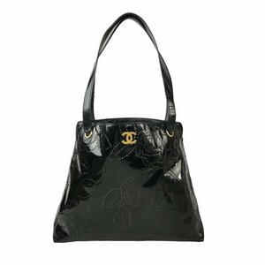 【1円～】シャネル CHANEL バッグ トートバッグ ハンドバッグ ココマーク カメリア パンチング 8番台 ブラック レザー 中古