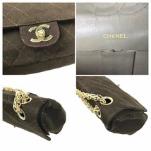 【1円～】シャネル CHANEL バッグ ショルダーバッグ チェーンショルダー マトラッセ コットン ゴールド金具 ブラウン 中古_画像8