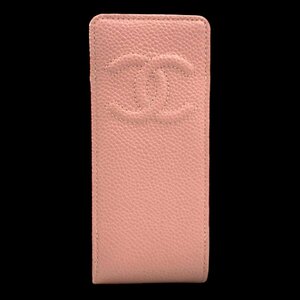 【1円～】シャネル CHANEL 小物入れ 携帯ケース キャビアスキン 7番台 ココマーク ピンク 中古