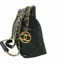 【1円～】シャネル CHANEL バッグ ショルダーバッグ チェーンショルダーバッグ マトラッセ 3番台 ラムスキン ブラック ゴールド金具 中古_画像3