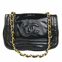 【1円～】シャネル CHANEL バッグ ショルダーバッグ チェーンショルダー マトラッセ ココマーク エナメル ブラック ゴールド金具 中古_画像1