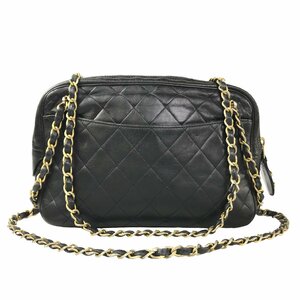 【1円～】シャネル CHANEL バッグ ショルダーバッグ チェーンショルダー マトラッセ ラムスキン ココマーク ブラック ゴールド金具 中古