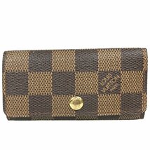 【1円～】ルイヴィトン LOUISVUITTON 小物 キーケース ミュルティクレ4 4連キーケース ダミエ N62631 AV6685 レザー ブラウン 中古_画像1