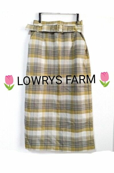 【LOWRYS FARM ローリーズファーム】タイトスカート　ベルト付き　チェック柄　Lサイズ